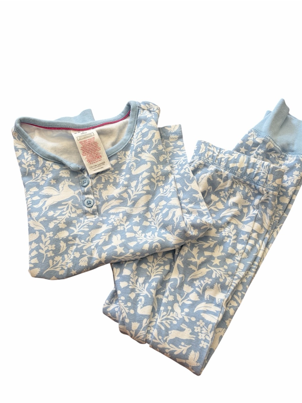 Children's Light Blue Floral & Bunny Pajama Set - Boden